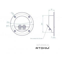 Bornier rond plaqué or 105 mm - WT-D105-G