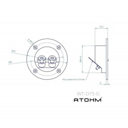 Bornier rond plaqué or 75mm - WT-D75-G